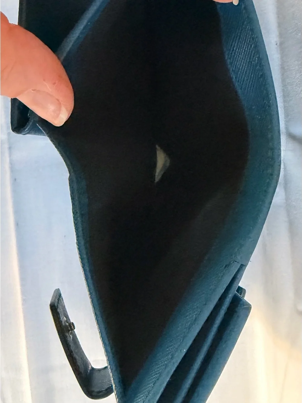 Salvatore Ferragamo Teal Leather Bow Wallet with Gold Hardware